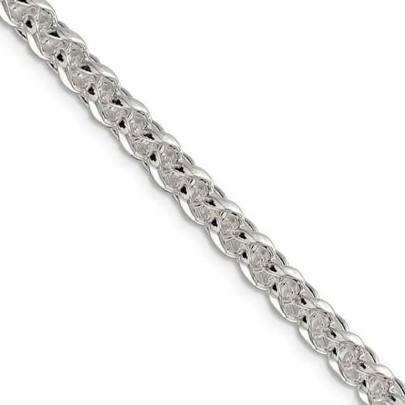 Men's 5mm Sterling Silver Round Solid Spiga Chain Necklace 18 Inch